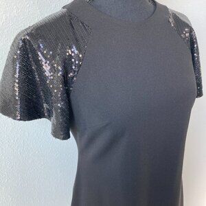 Calvin Klein Sequin-Sleeve Sheath Dress, Size 6P
